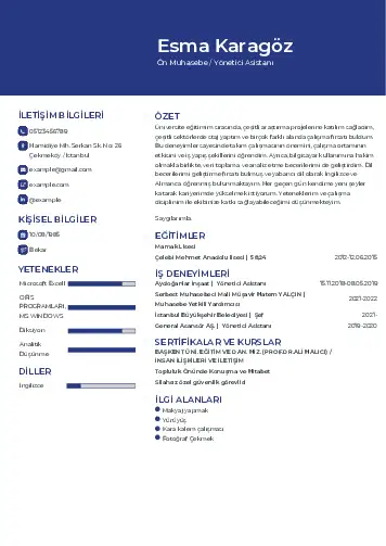 Yönetici Asistanı Cv Örnekleri cv indir